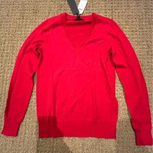 NWT Women’s Banana Republic Red Washable Merino Wool V-Neck Sweater XXS